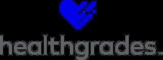 Healthgrades logo with blue checkmark heart icon and gray text