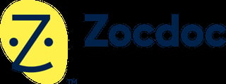 Zocdoc logo with yellow circular smiley face icon and blue text